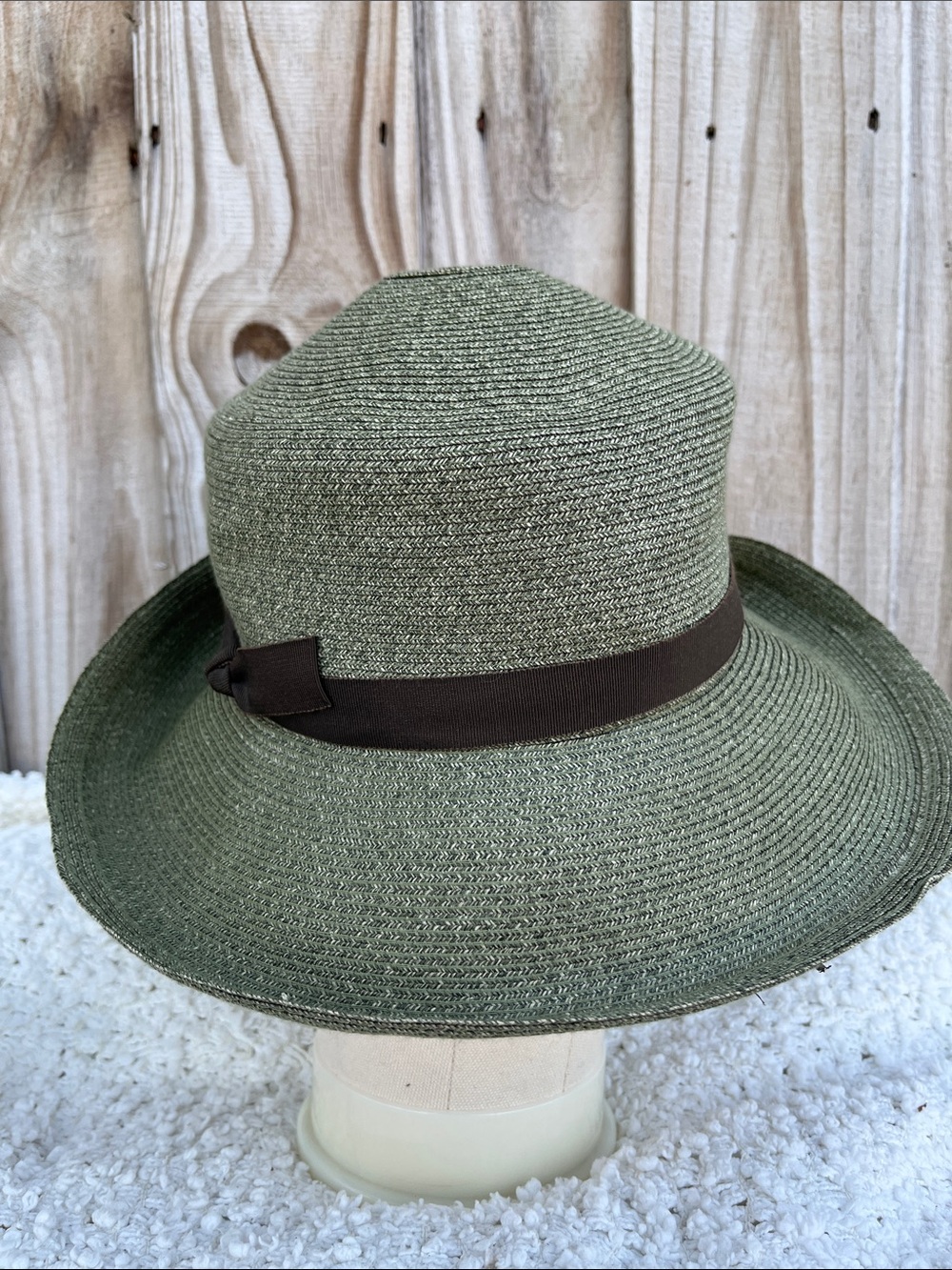 Lola Hats Hand-Crafted Straw Pork Pie Hat - Sage Green